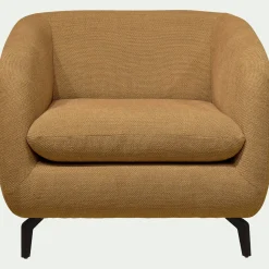 Fauteuil en tissu tramé - bronze