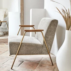 Fauteuil en velours - brun châtaigner