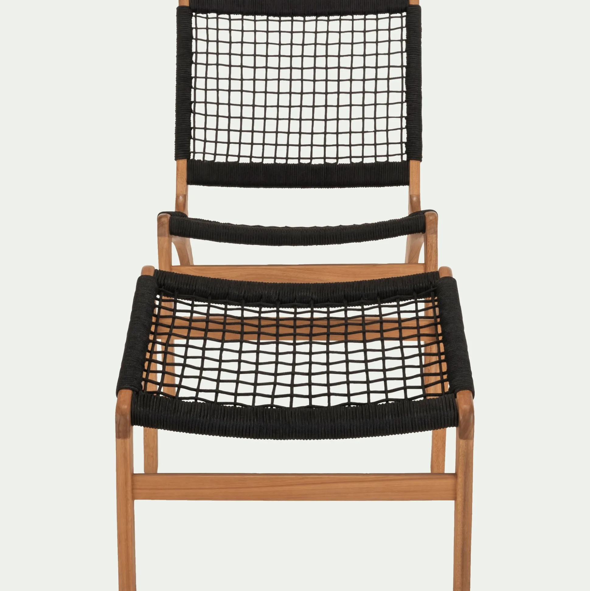 Fauteuil et repose pied en eucalyptus - noir