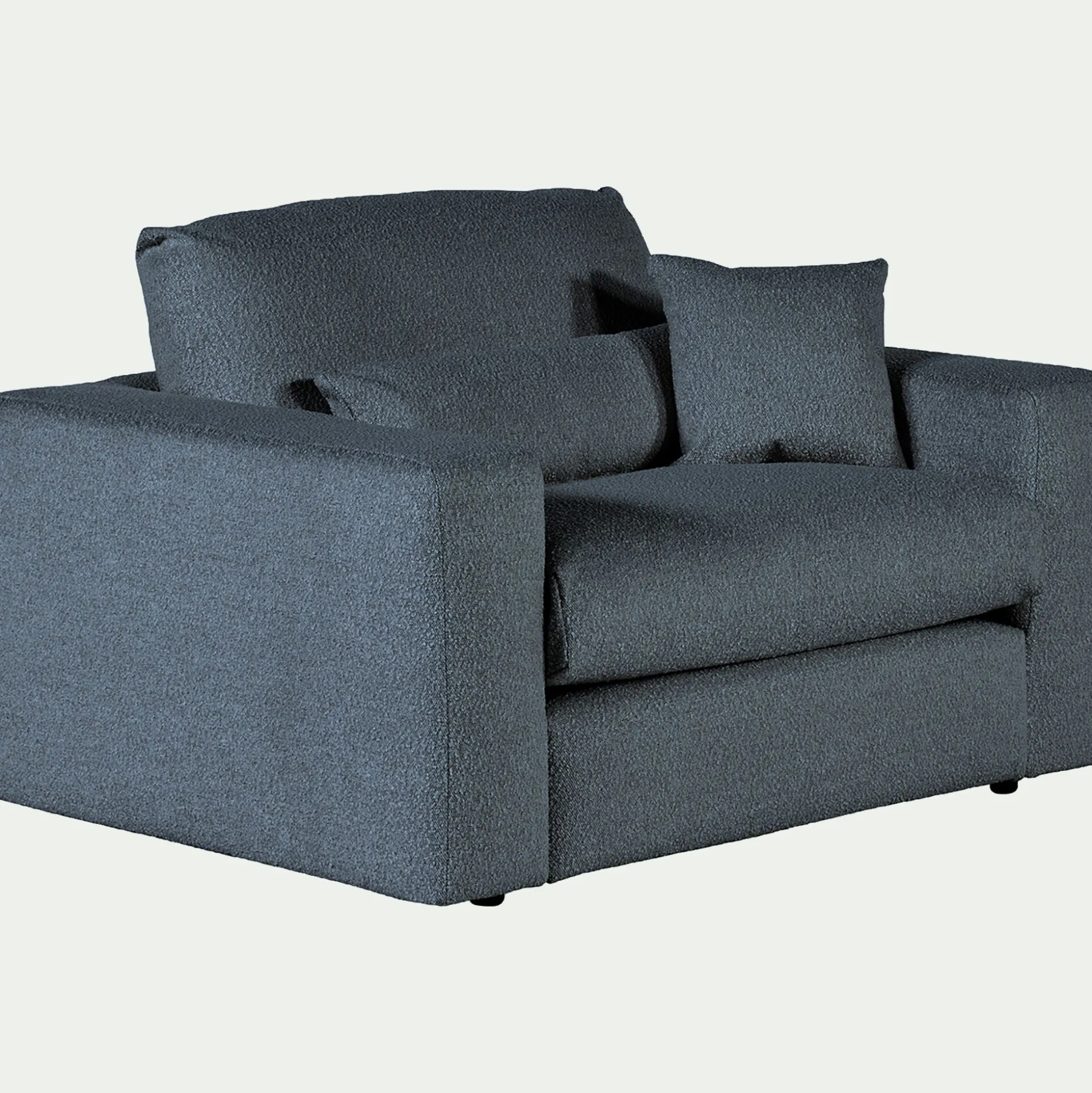 Fauteuil fixe en tissu bouclette - bleu