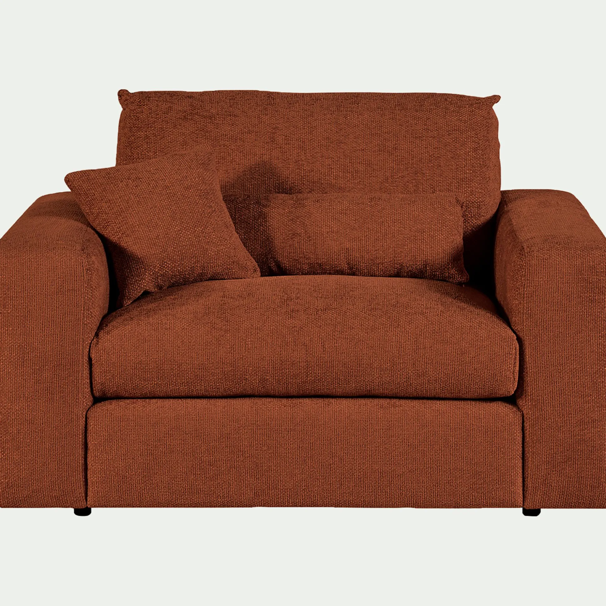 Fauteuil fixe en tissu chenille - brun rustrel