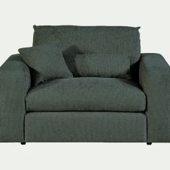 Fauteuil fixe en tissu chenille - bleu calaluna
