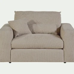 Fauteuil fixe en tissu chenille - beige roucas