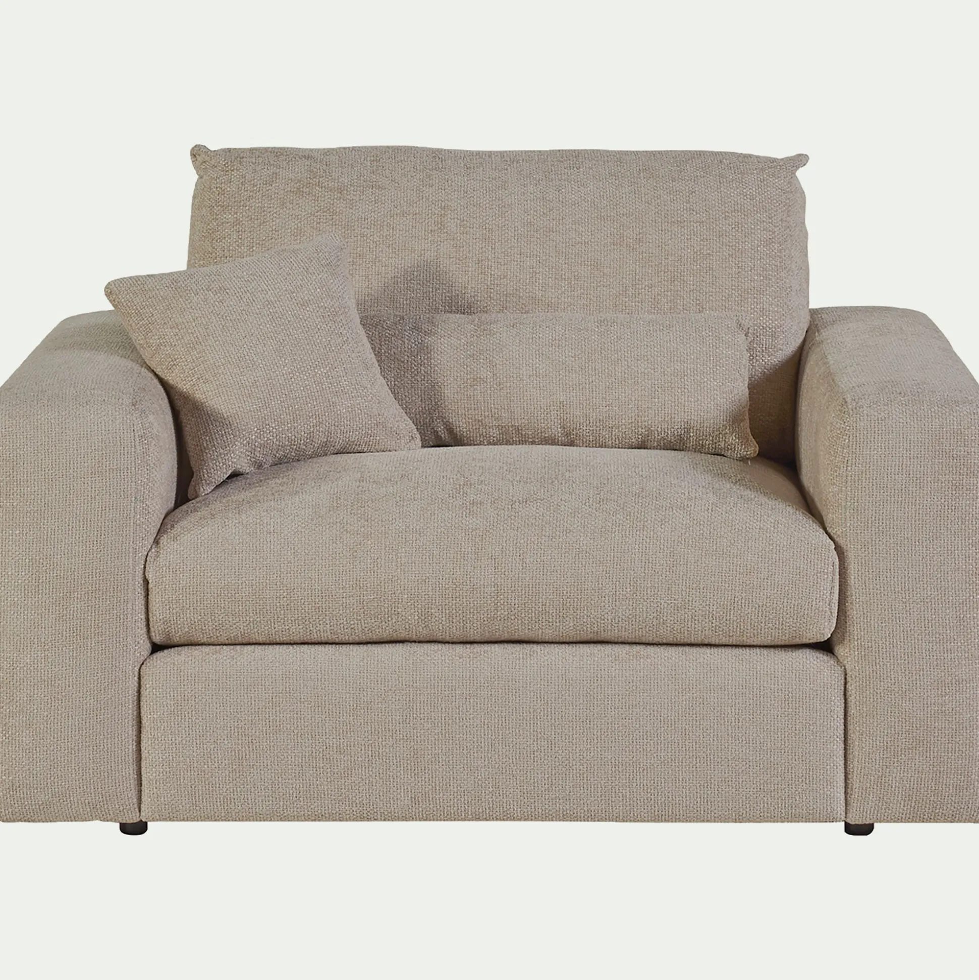 Fauteuil fixe en tissu chenille - beige roucas