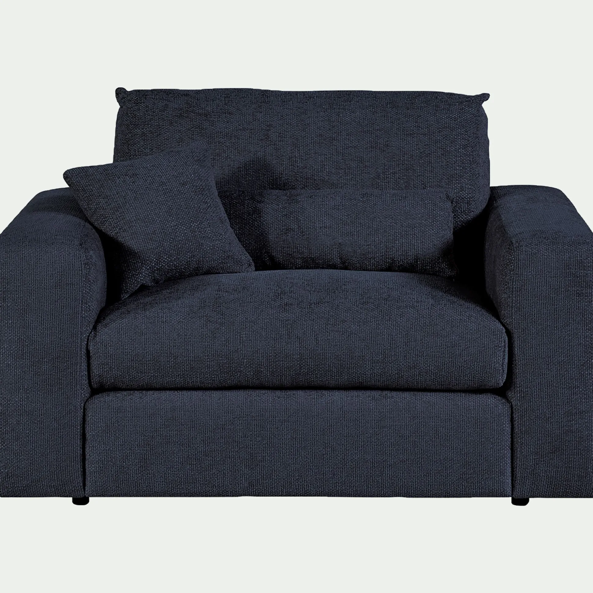 Fauteuil fixe en tissu chenille - bleu marine