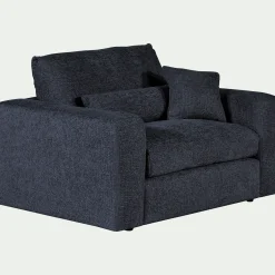 Fauteuil fixe en tissu chenille - bleu marine