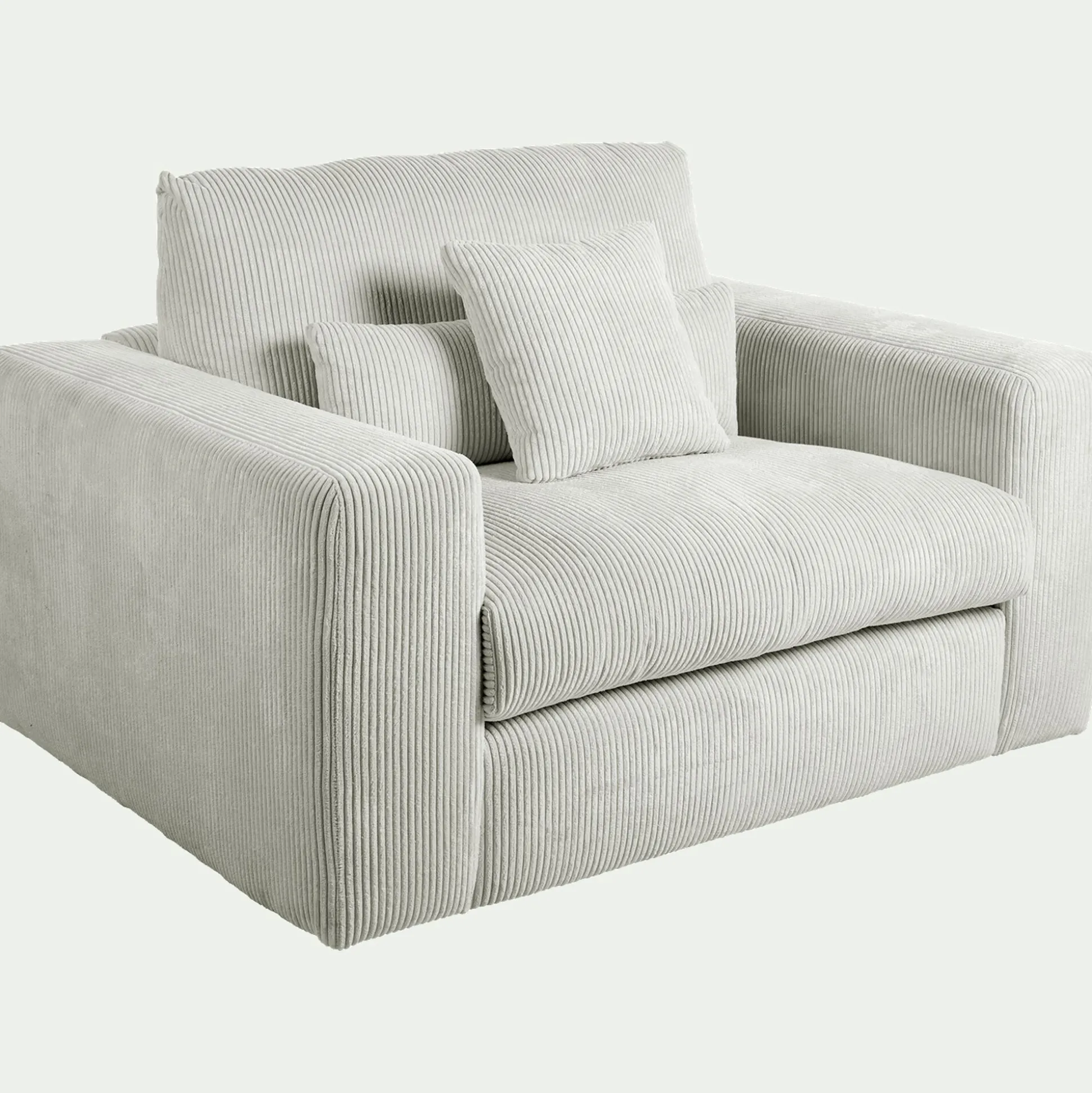 Fauteuil fixe en velours côtelé - gris borie
