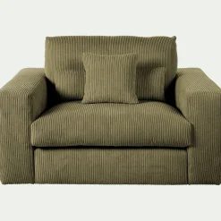 Fauteuil fixe en velours côtelé - vert cèdre