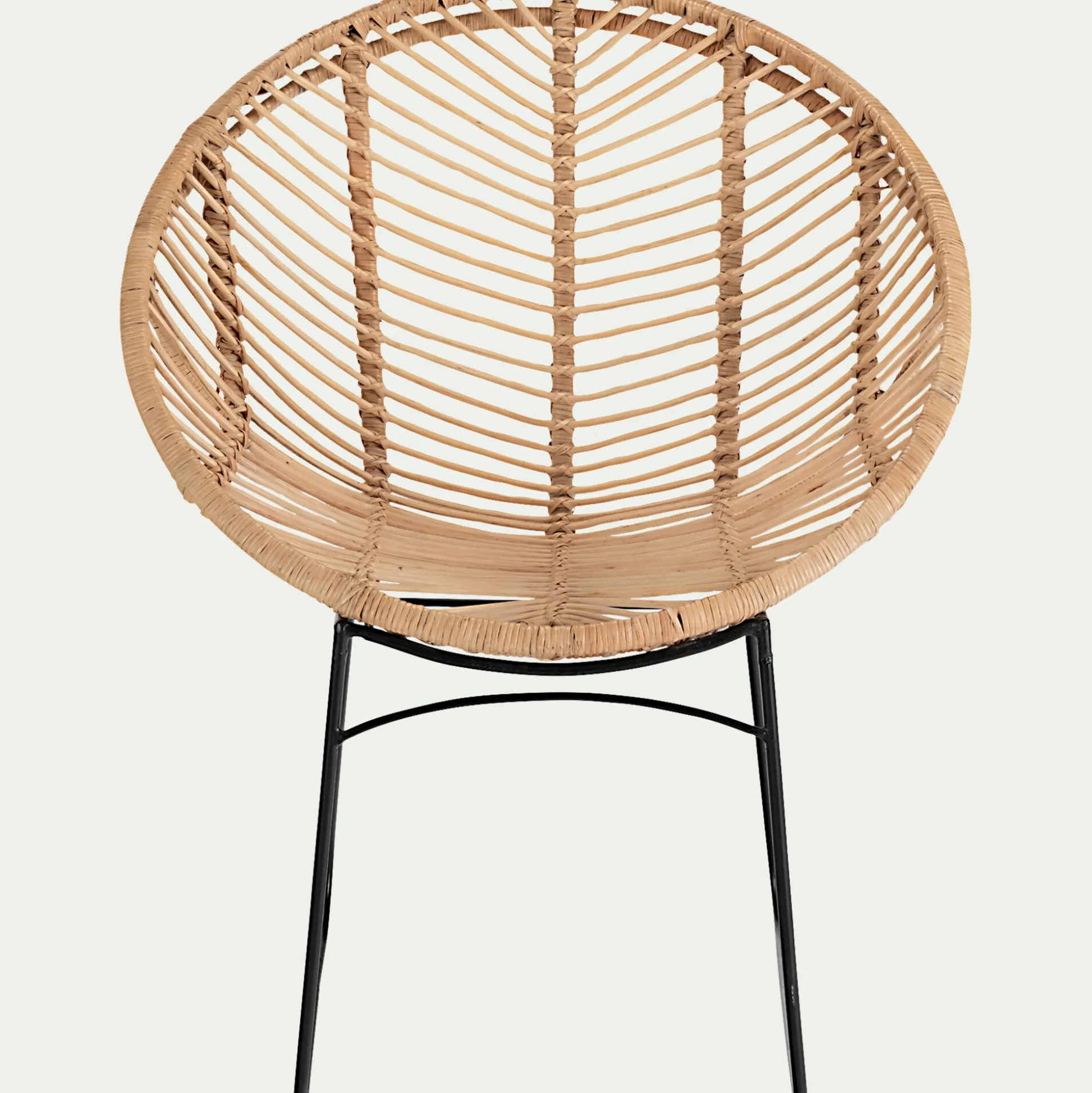 Fauteuil rond en rotin et métal - naturel