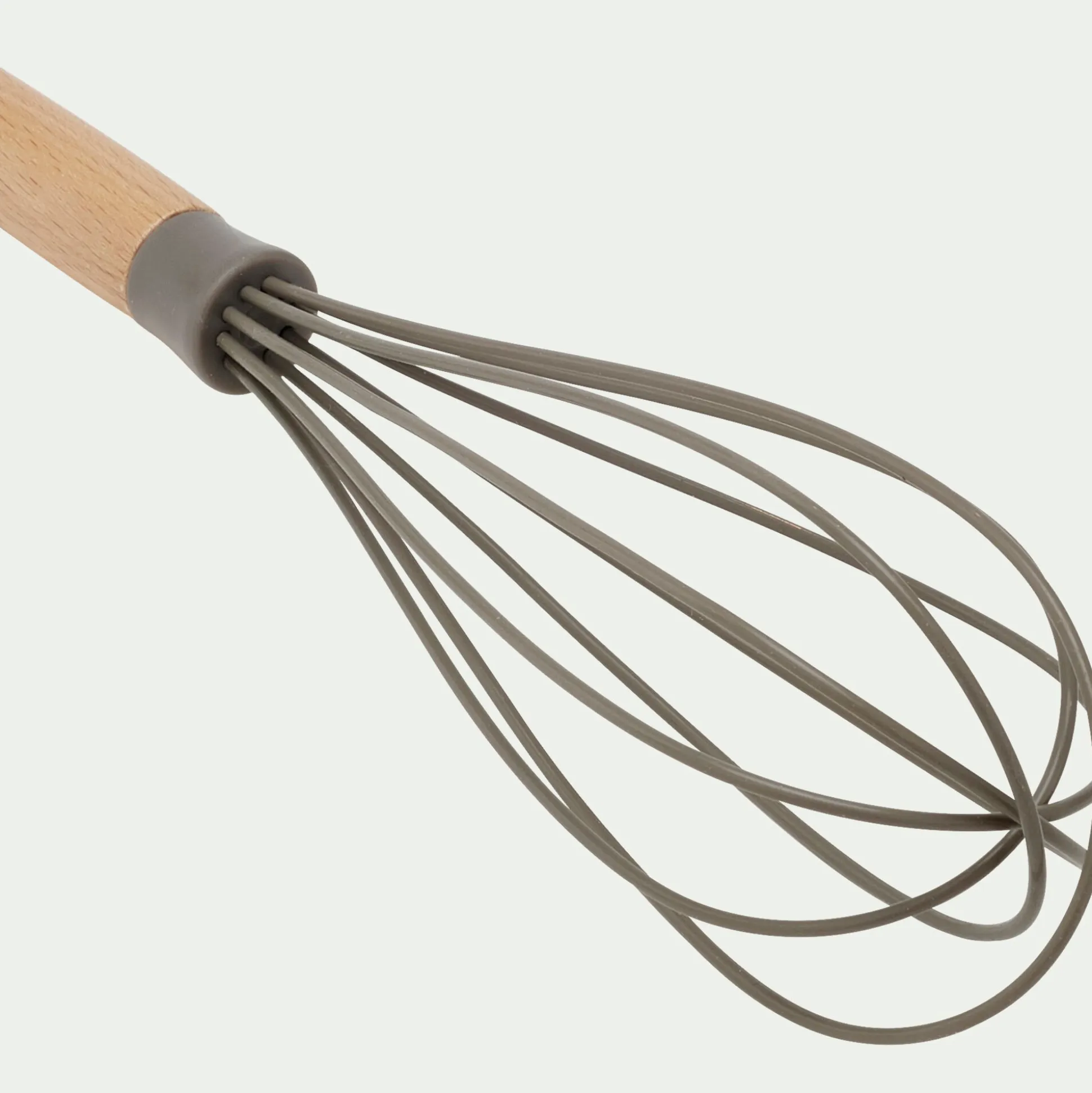 Fouet de cuisine en bois et silicone - brun terre ombre