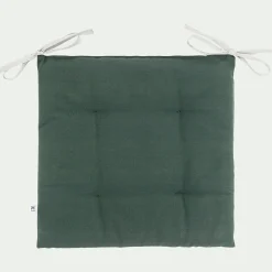 Galette de chaise de jardin en coton déperlant bicolore - vert