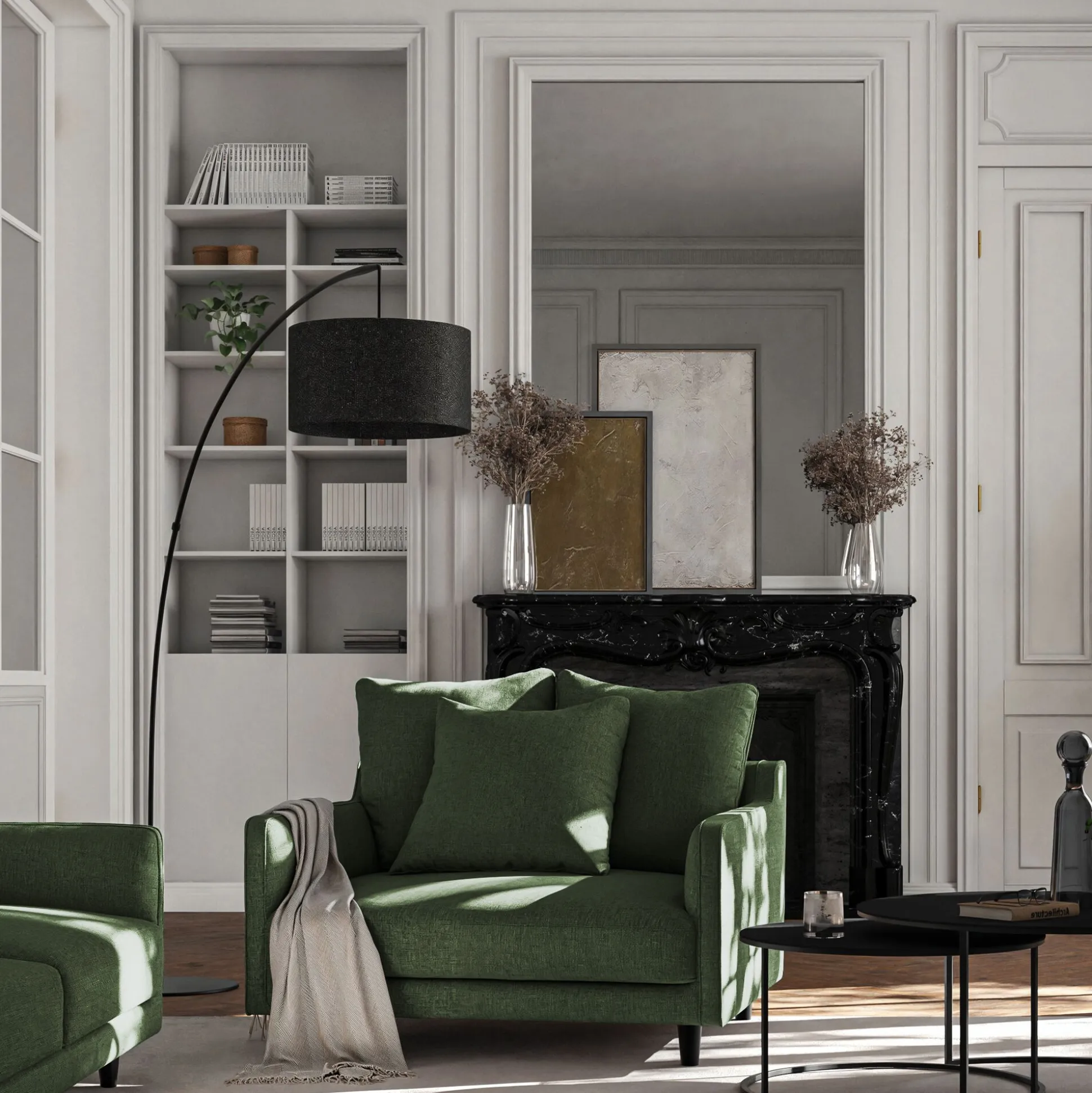 Grand fauteuil fixe en tissu genesis - vert cèdre