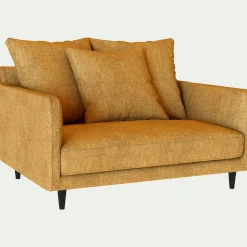 Grand fauteuil fixe en tissu monclar - jaune argan