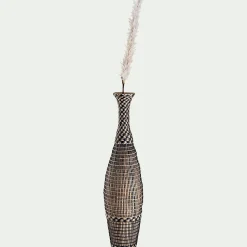 Grand vase en bambou et jonc de mer tressé H84cm - noir