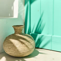 Grand vase en jonc de mer tressé H33cm - naturel