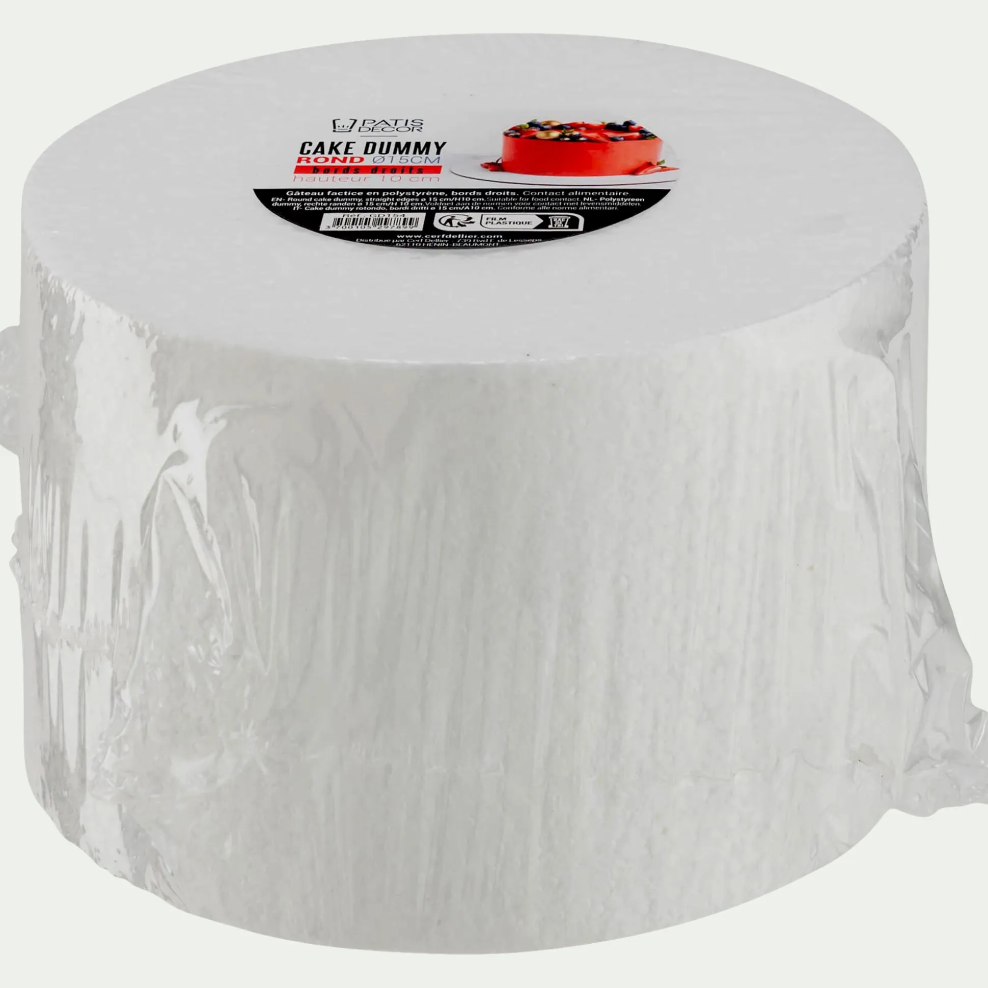 Gâteau factice rond H10xD15cm - blanc