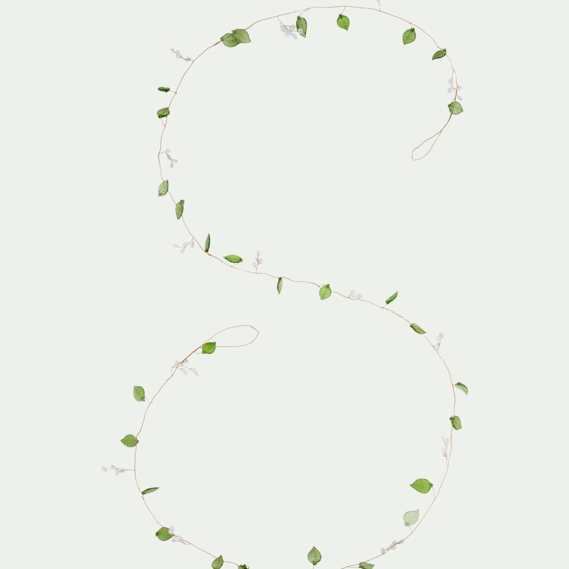 Guirlande de Noël en feuilles en verre et perles L183cm - vert