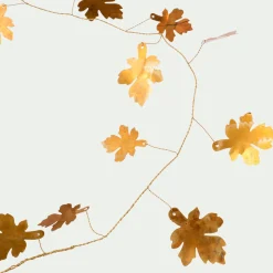 Guirlande de Noël en feuilles en laiton L183cm - doré