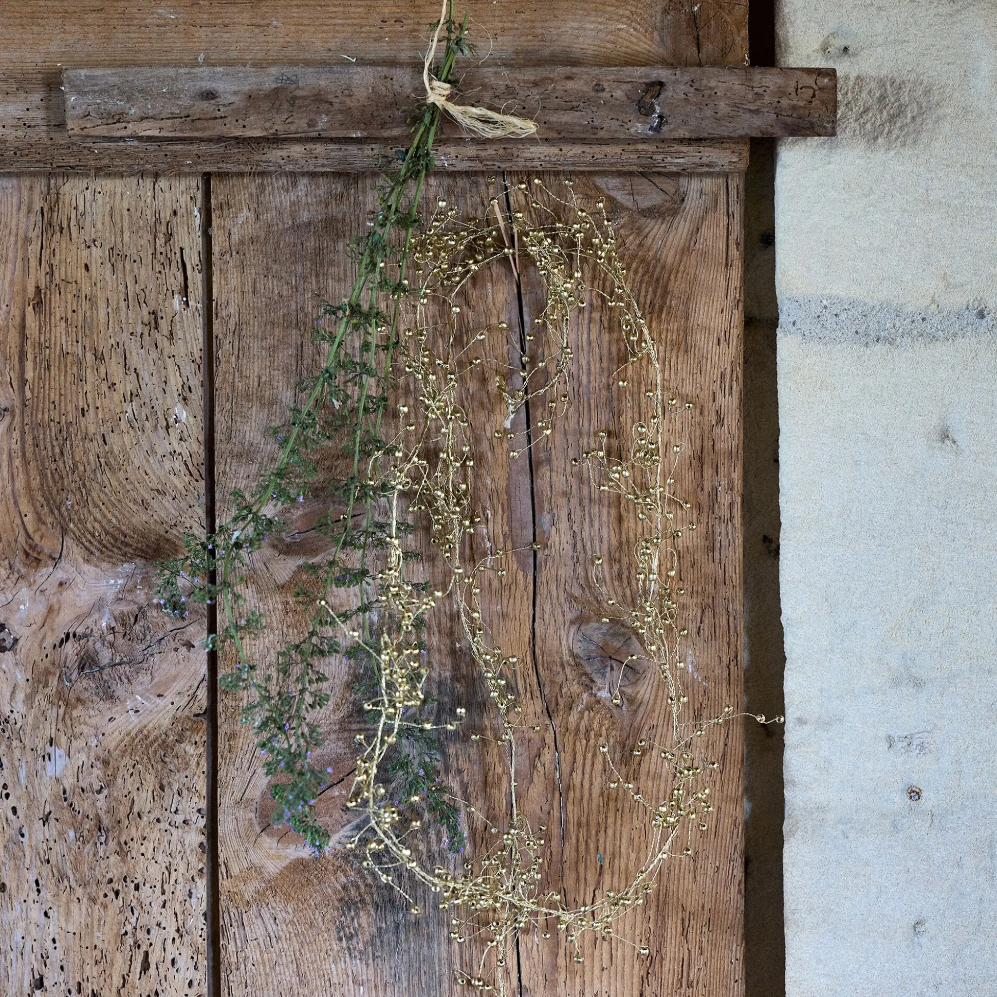 Guirlande de Noël à perles en fer L183cm - doré
