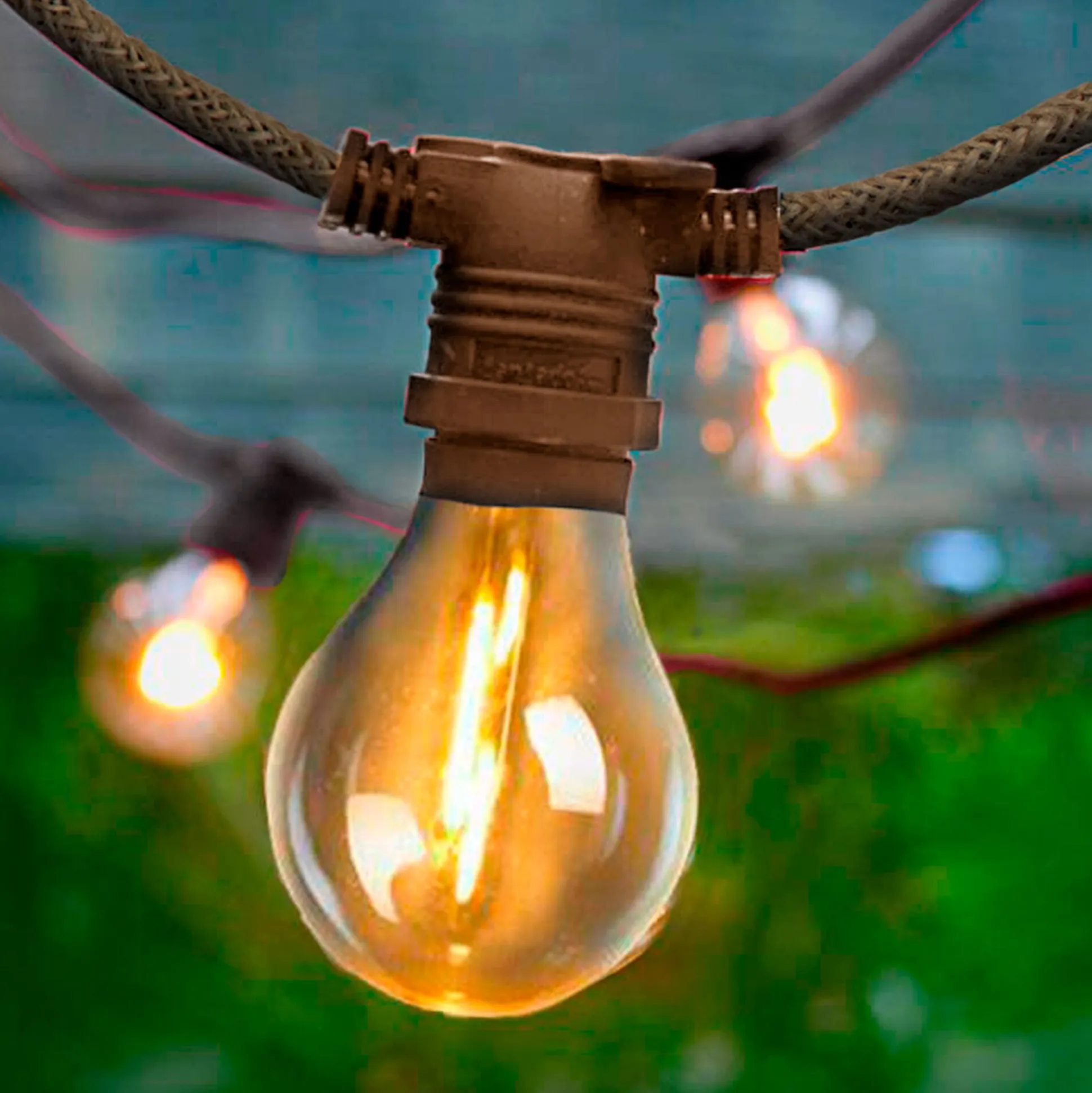 Guirlande électrique avec câble en jute 10 ampoules 8m - naturel