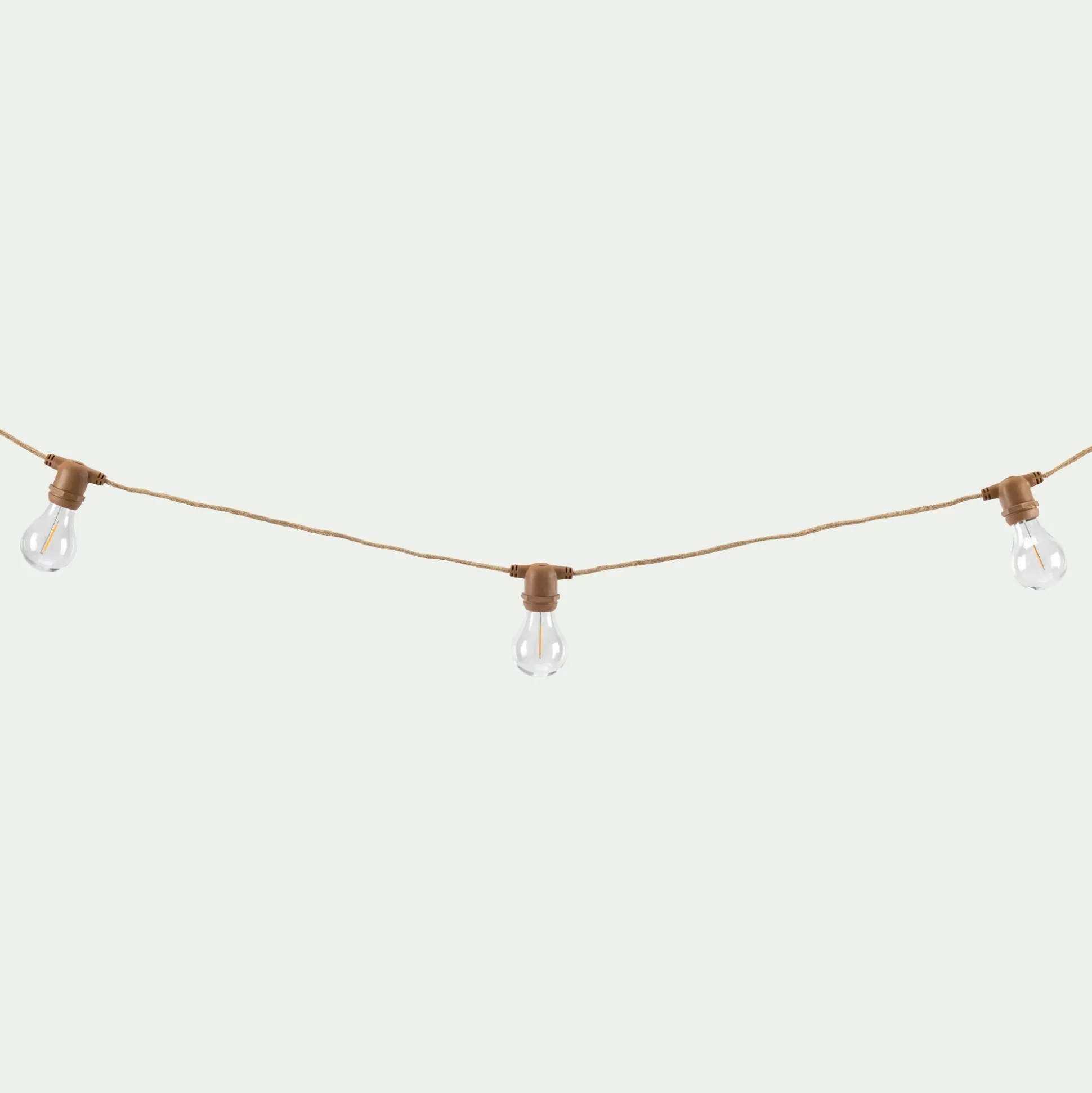 Guirlande lumineuse solaire en jute - naturel 8m