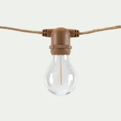 Guirlande lumineuse solaire en jute - naturel 8m