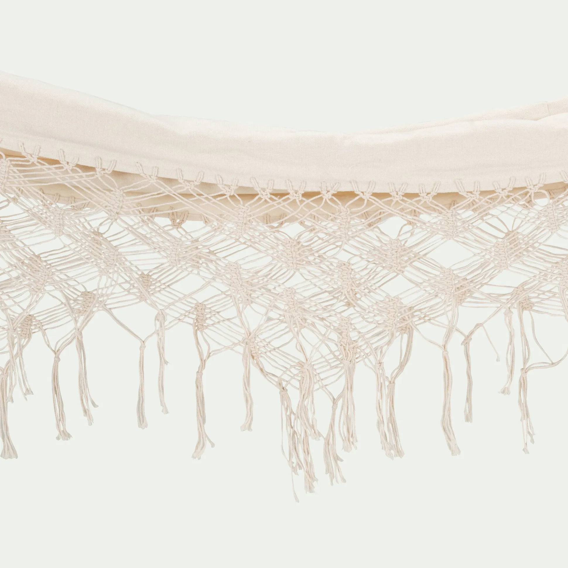 Hamac en coton avec finition en macramé - blanc ventoux