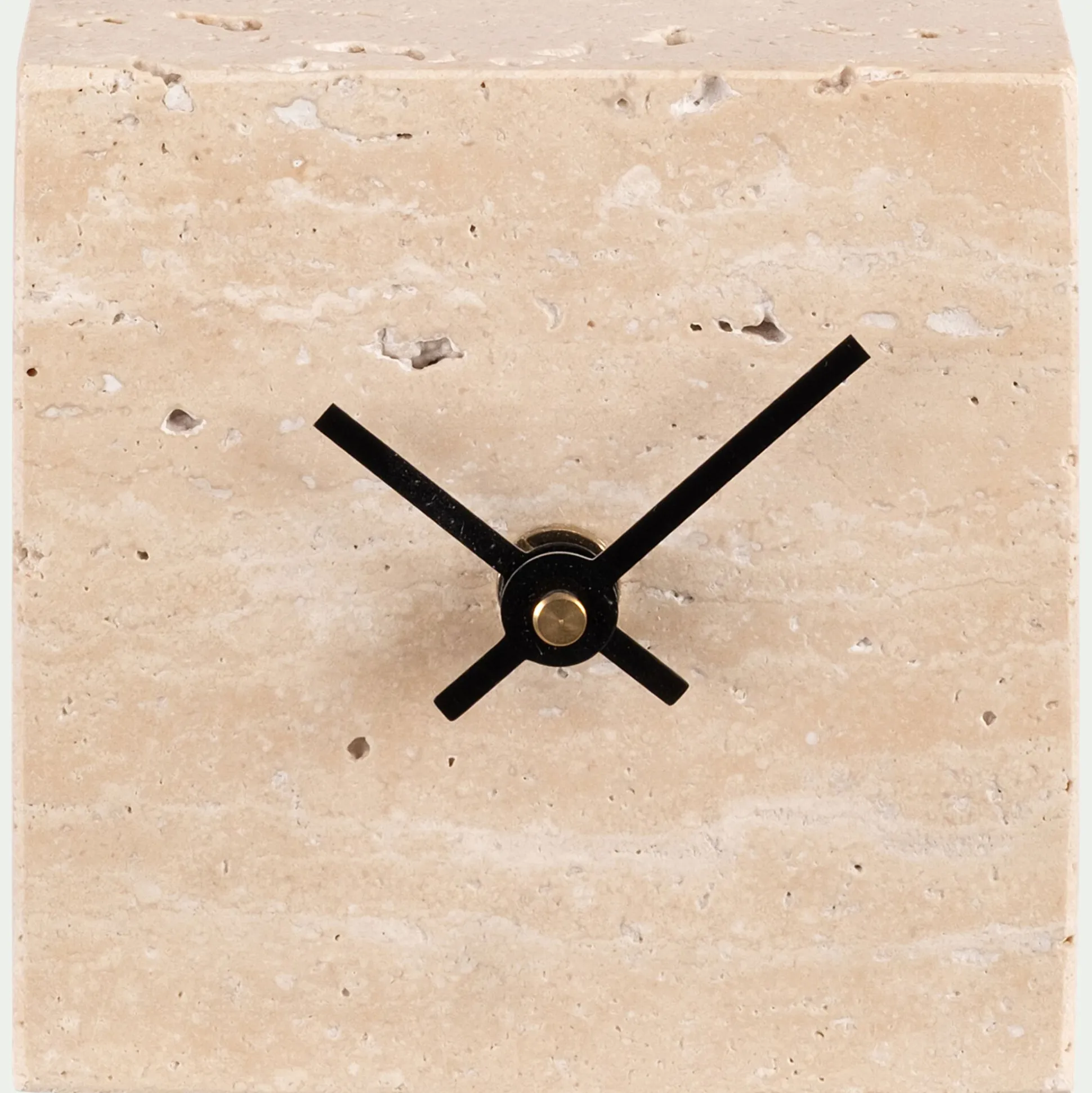 Horloge à poser en travertin L10xH10cm - naturel