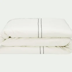 Housse de couette brodée en coton 240x220cm - écru