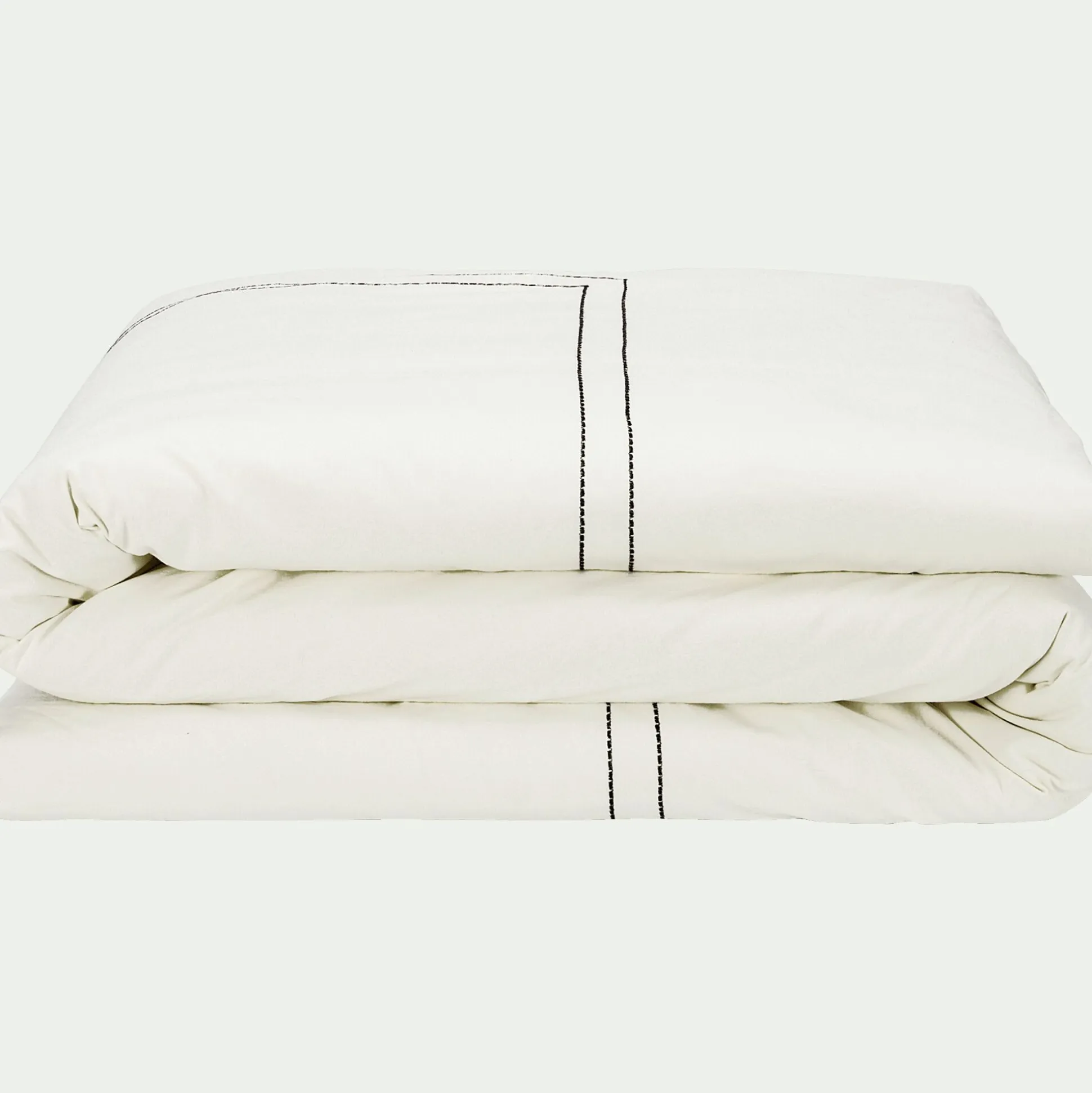 Housse de couette brodée en coton 240x220cm - écru