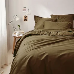 Housse de couette en coton bio 260x240cm - vert mousse