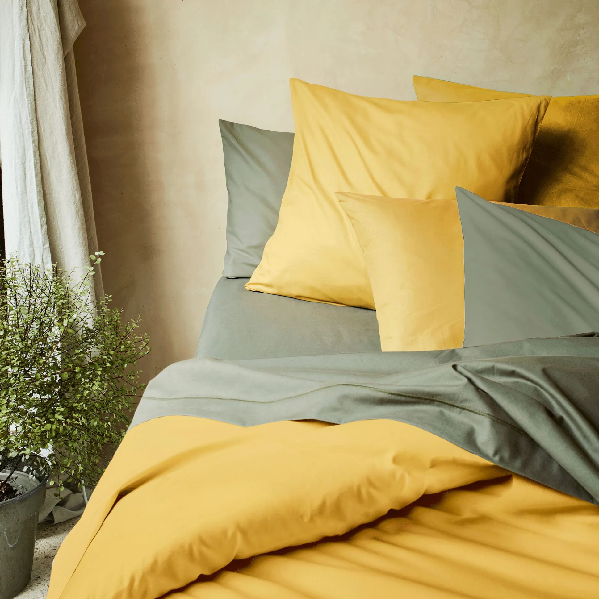 Housse de couette en coton - jaune genet 240x220cm