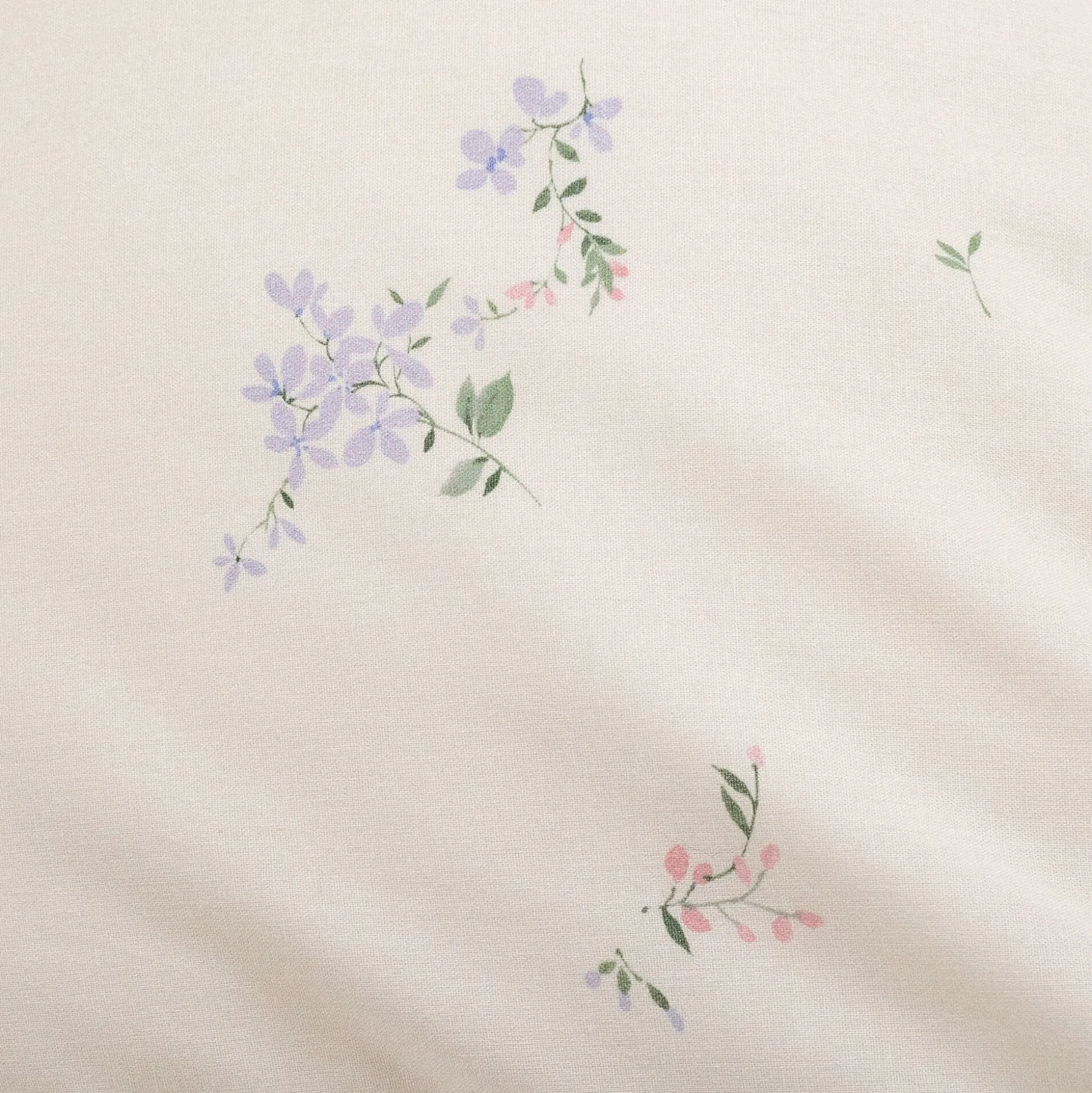 Housse de couette enfant 140x200cm et 1 taie d'oreiller 63x63cm motif floral en coton - beige ficelle