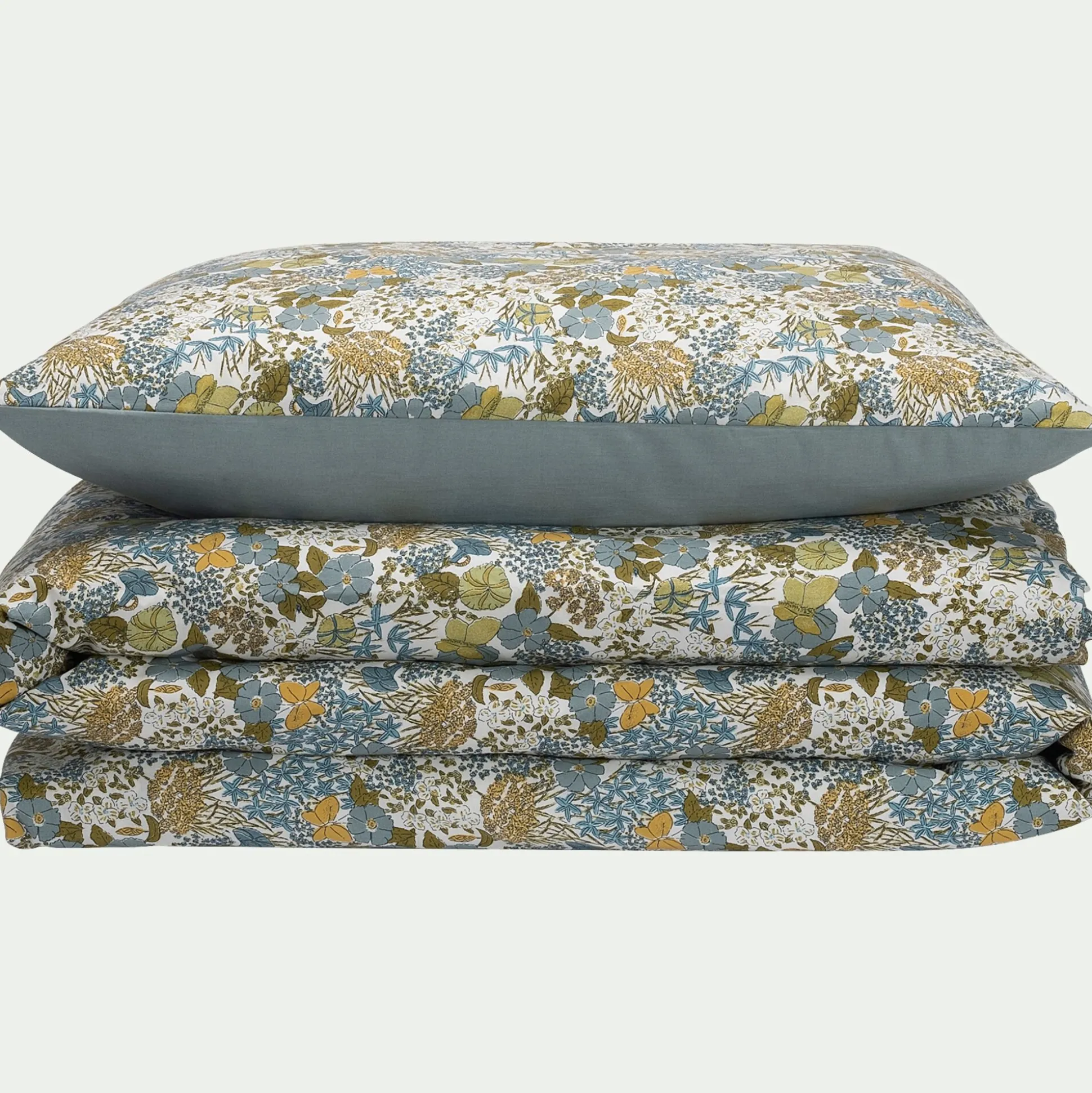 Housse de couette enfant 140x200cm et 1 taie d'oreiller 65x65cm en coton - motifs butine nuit