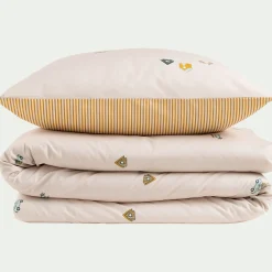 Housse de couette enfant 140x200cm et 1 taie d'oreiller 65x65cm en coton - motifs fantaisie