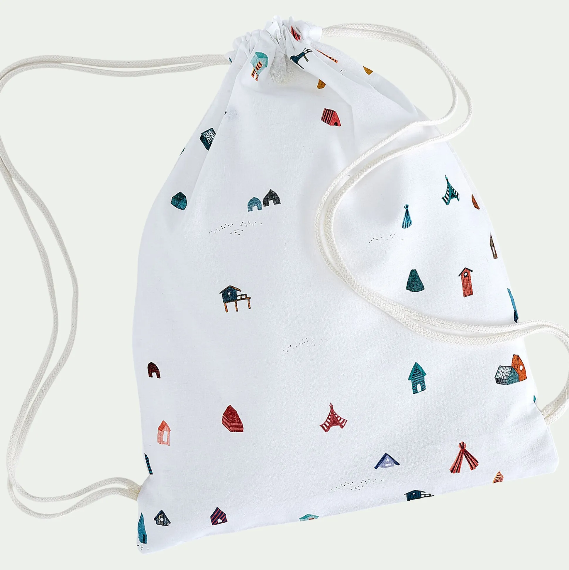 Housse de couette enfant 120x140cm et 1 taie d'oreiller 35x45cm - motifs cabanes