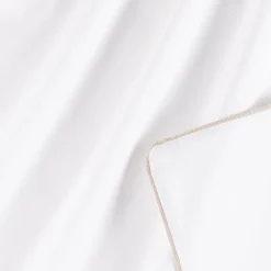 Housse de couette en percale de coton 260x240cm liseré tressé beige alpilles - blanc