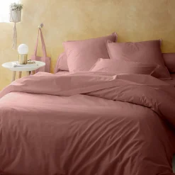 Housse de couette en percale de coton 240x220cm - brun rhassoul