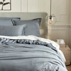 Housse de couette en satin lavé 240x220cm - bleu orage