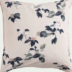 Housse de couette 240x220cm et 2 taies d'oreiller 63x63cm en coton lavé à motif floral - blanc