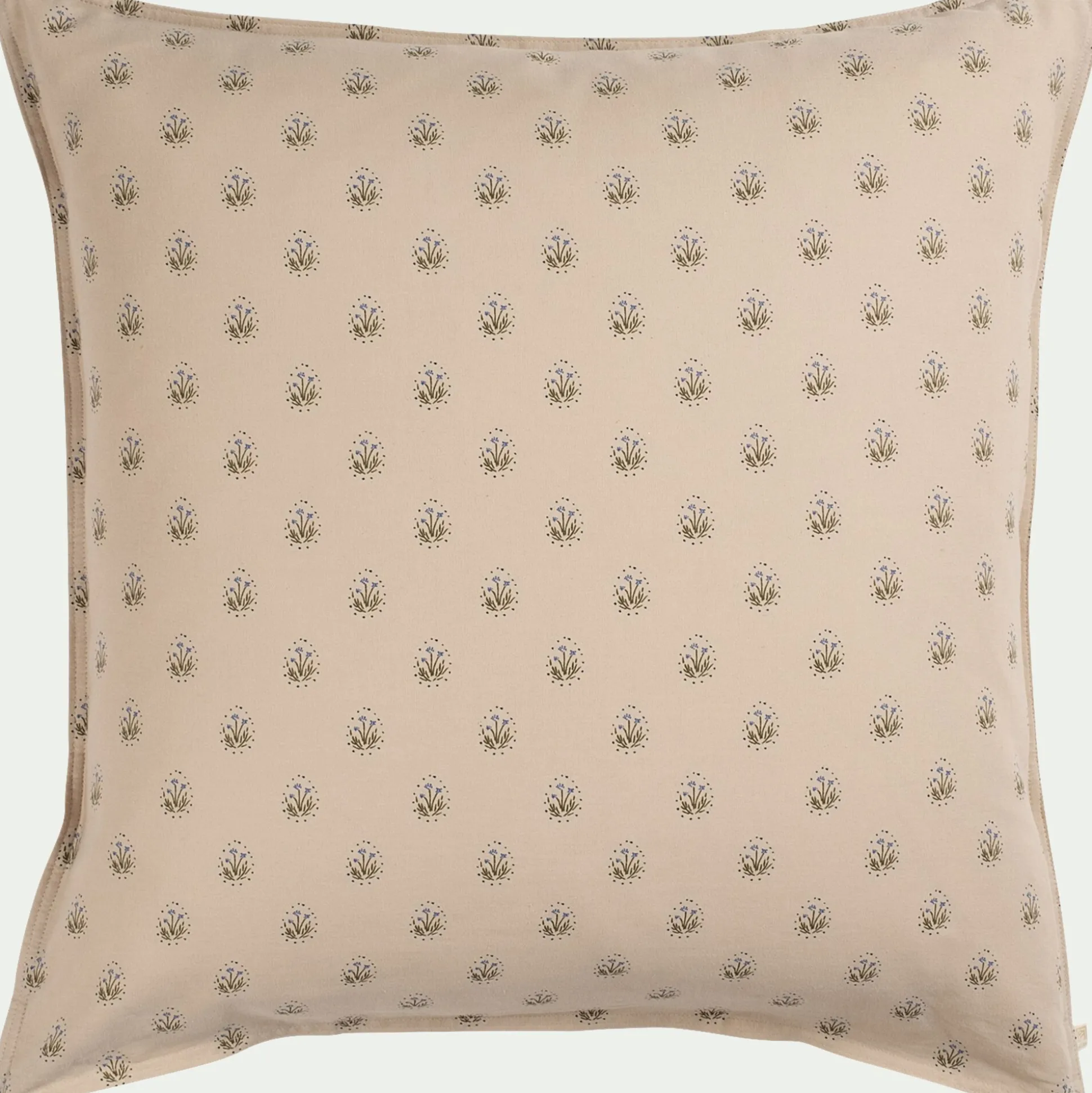 Housse de couette 240x220cm et 2 taies d'oreiller 63x63cm motif floral en coton cretonne - beige