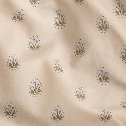 Housse de couette 240x220cm et 2 taies d'oreiller 63x63cm motif floral en coton cretonne - beige