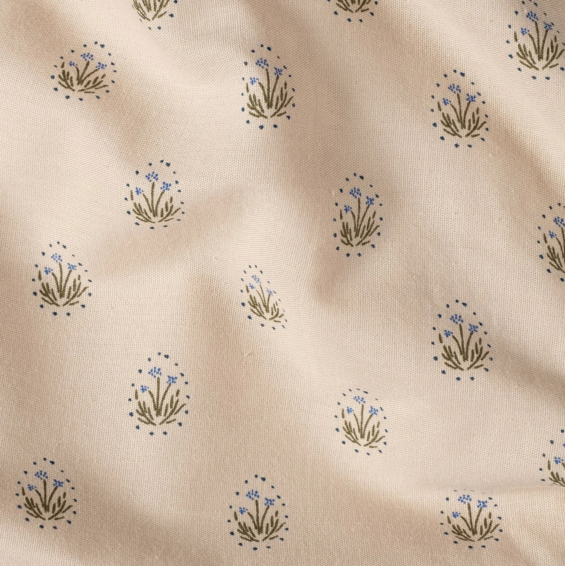 Housse de couette 240x220cm et 2 taies d'oreiller 63x63cm motif floral en coton cretonne - beige