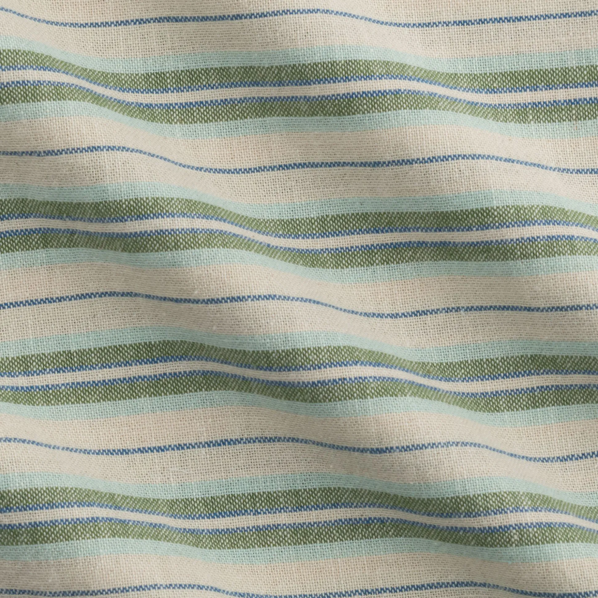 Housse de couette 240x220cm et 2 taies d'oreiller 63x63cm motif rayé en coton tissé teint lavé - bleu