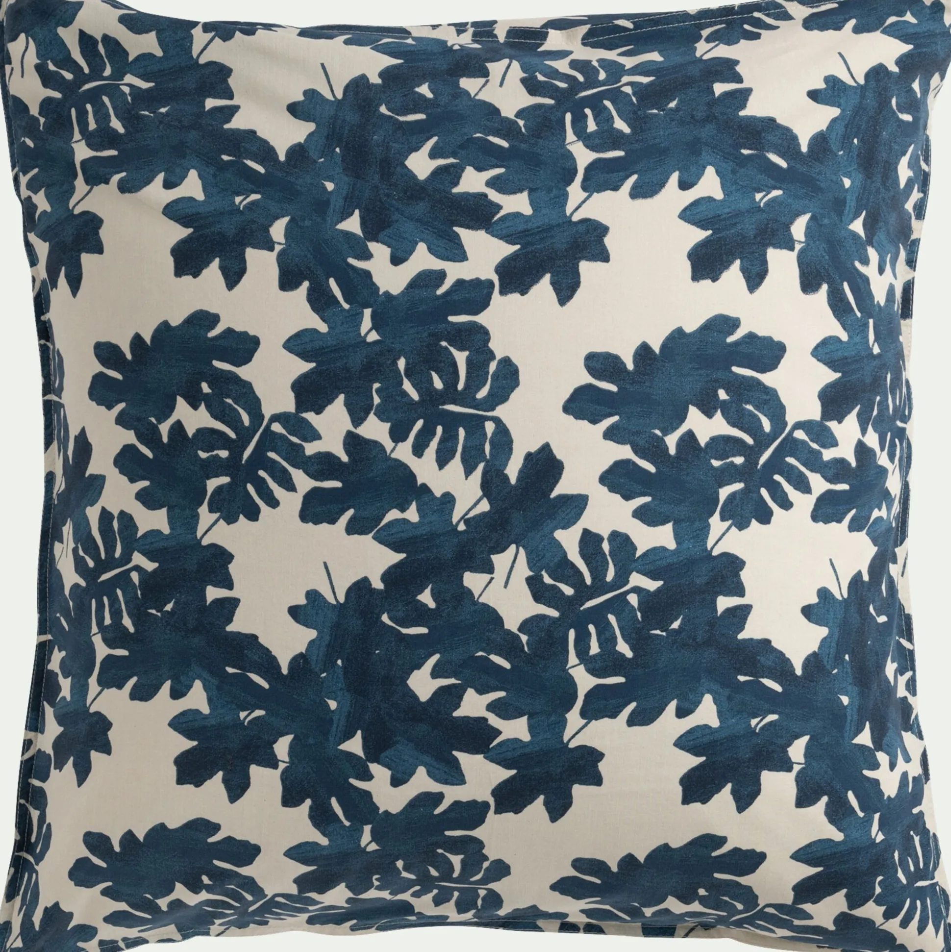 Housse de couette 260x240cm et 2 taies d'oreiller 63x63cm en coton avec motif feuilles - bleu