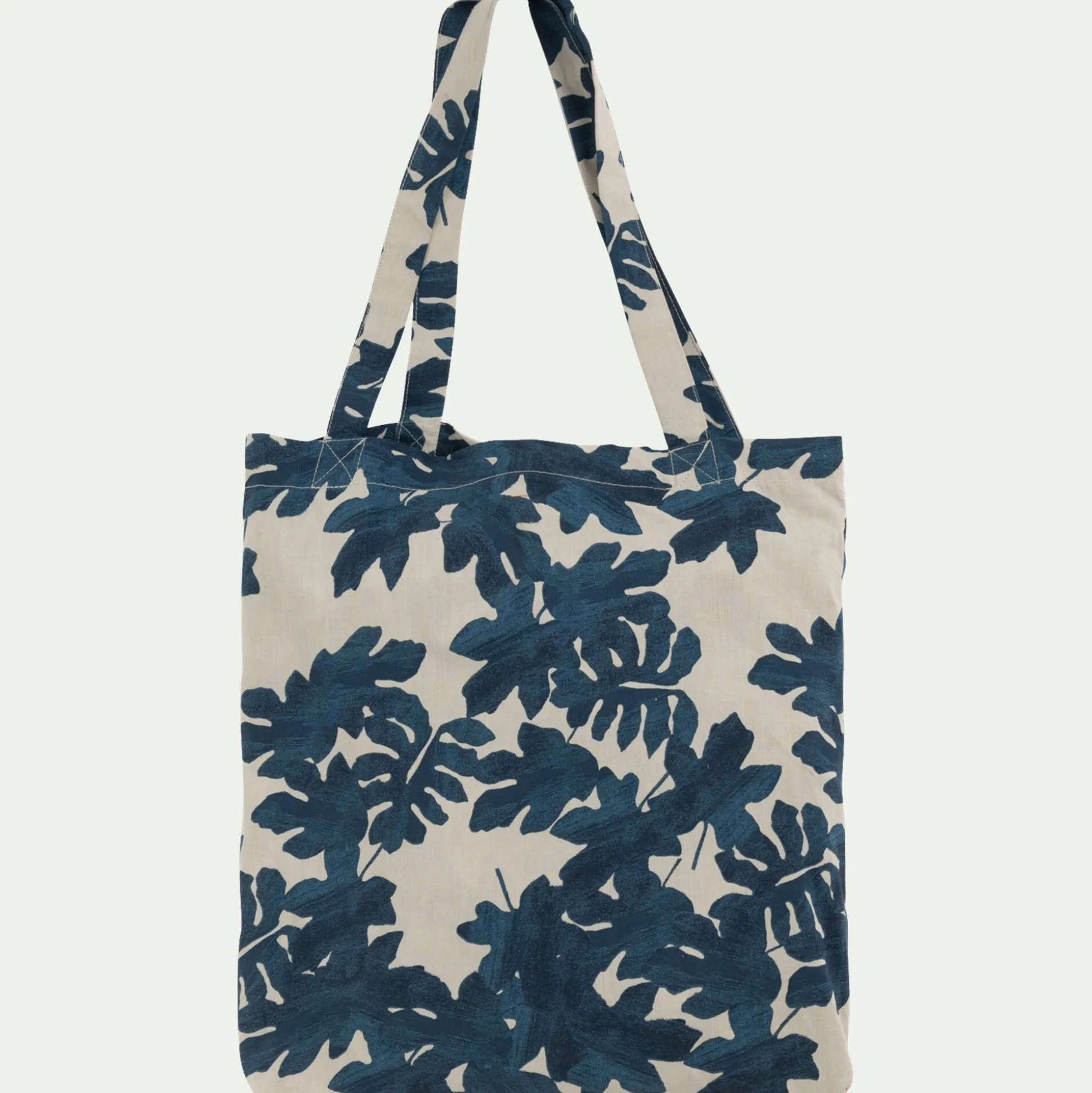 Housse de couette 260x240cm et 2 taies d'oreiller 63x63cm en coton avec motif feuilles - bleu