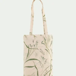 Housse de couette 240x220cm et 2 taies d'oreiller 63x63cm en coton à motif végétal - beige