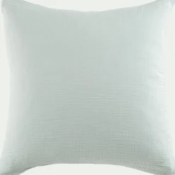 Housse de couette 240x220cm et 2 taies d'oreiller 63x63cm en double gaze de coton - bleu littoral