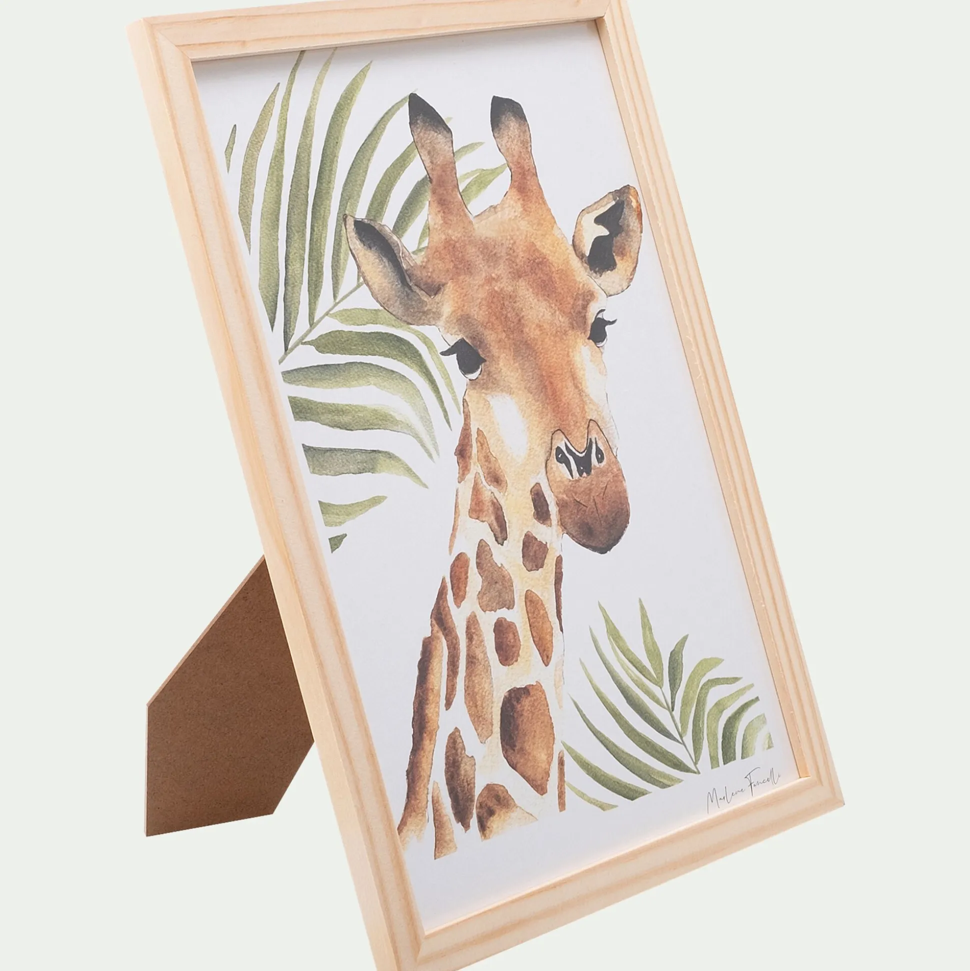 Image aquarelle encadrée girafe - A4