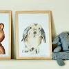 Image aquarelle encadrée Lapin bélier - A4